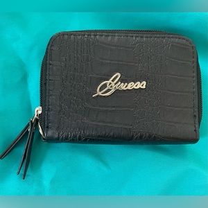 ‼️‼️SOLD‼️‼️GUESS- black wallet with silver Guess logo in writing